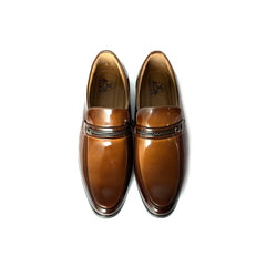 26057-Coffee Reptilian Pattern Slip-On Formal Shoes for men