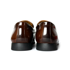 26057-Coffee Reptilian Pattern Slip-On Formal Shoes for men