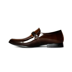26057-Coffee Reptilian Pattern Slip-On Formal Shoes for men