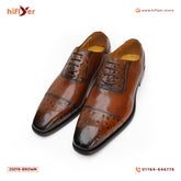 25019-BROWN GENUINE COW LEATHER ALLILUX LEATHER POINTED-TOE ALLIGATOR PATTERN DRESS SHOES Formal Shoes