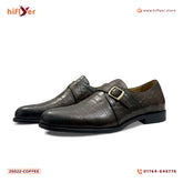 25022-Coffee Formal Genuine Cow leather Single Monk Alligators with TPR Welted Sole Monk Strap For Men