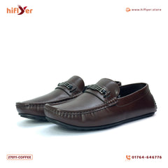 27011-Coffee Genuine Leather Comfortable Loafer Leather Shoes Men Footwear