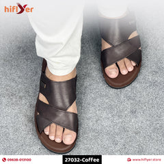 27032-Coffee Premium High-Quality With Belt Men's sandal