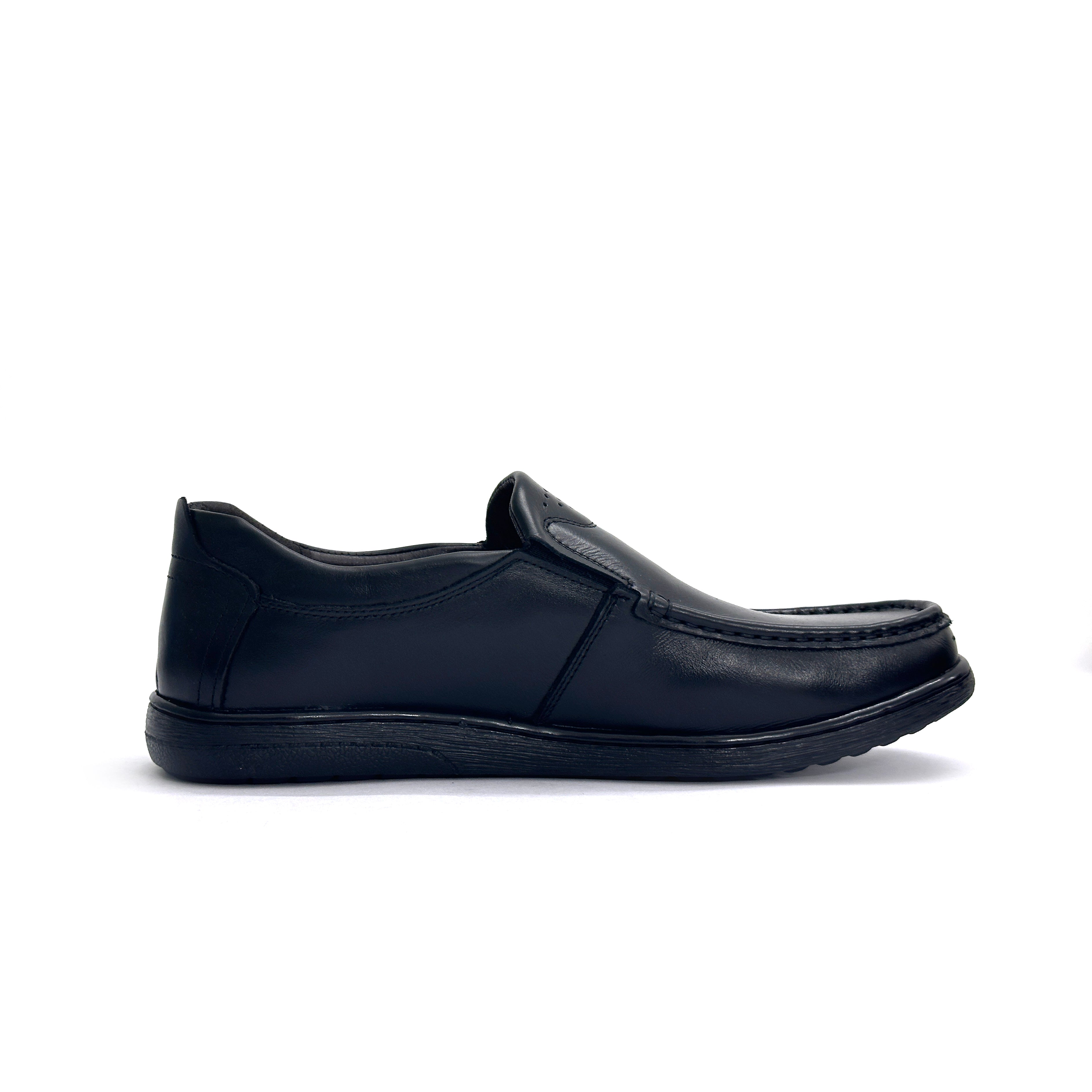 26060-Black  Premium Leather Slip-on Lightweight Casual Loafers