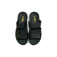 27016-Black Genuine Cow Leather Premium New High-Quality Men's sandals