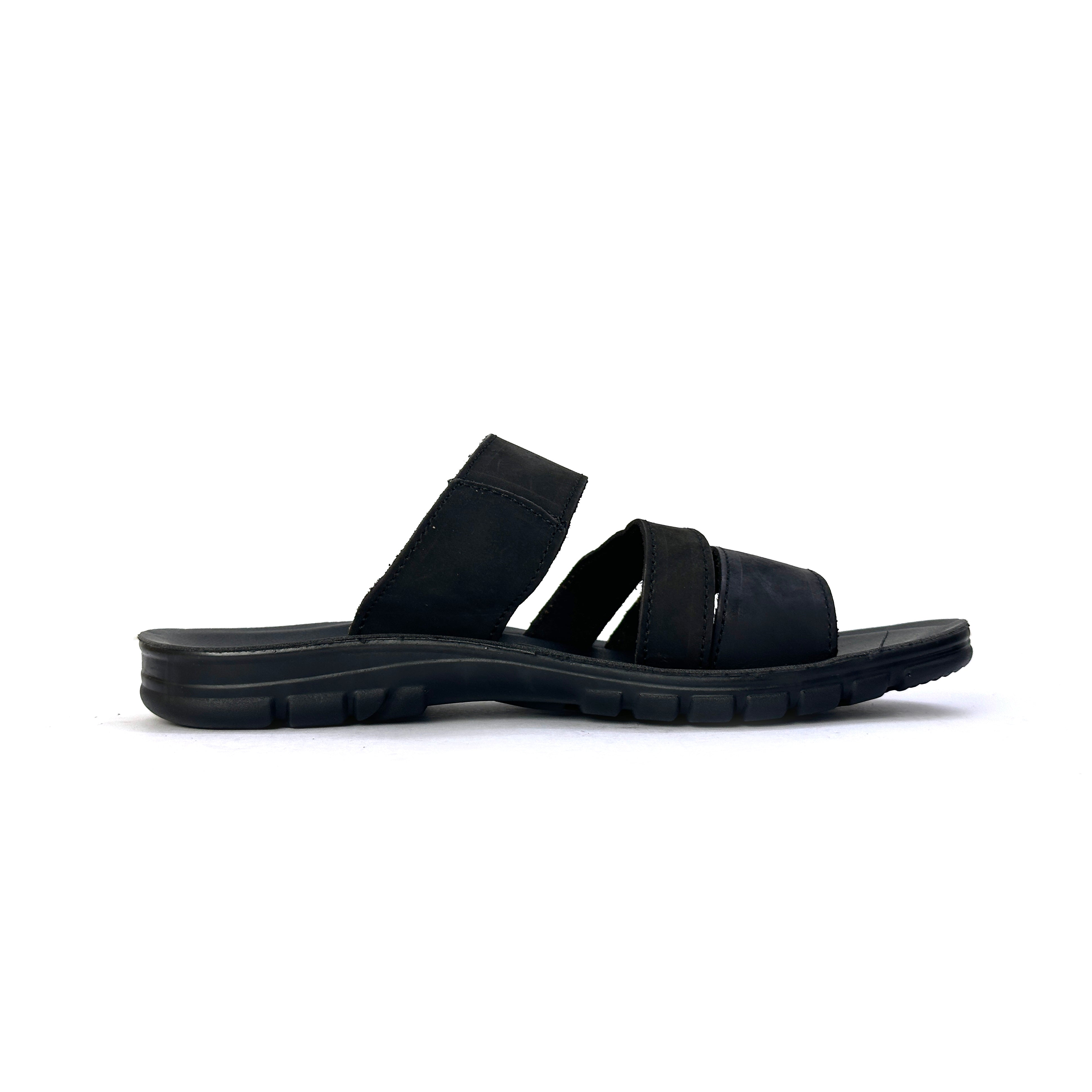 27016-Black Genuine Cow Leather Premium New High-Quality Men's sandals