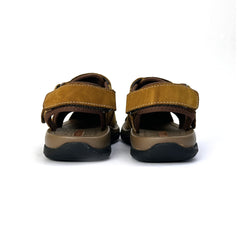 27038-Camel Full cover Genuine Cow Leather Premium New High-Quality Men's sandals