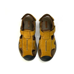 27038-Camel Full cover Genuine Cow Leather Premium New High-Quality Men's sandals