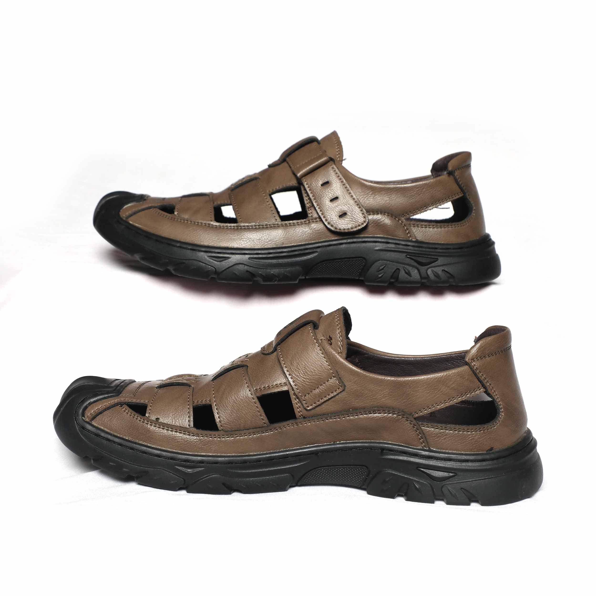 23089 Brown New Genuine High Quality Cow Leather Premium Men's sandals