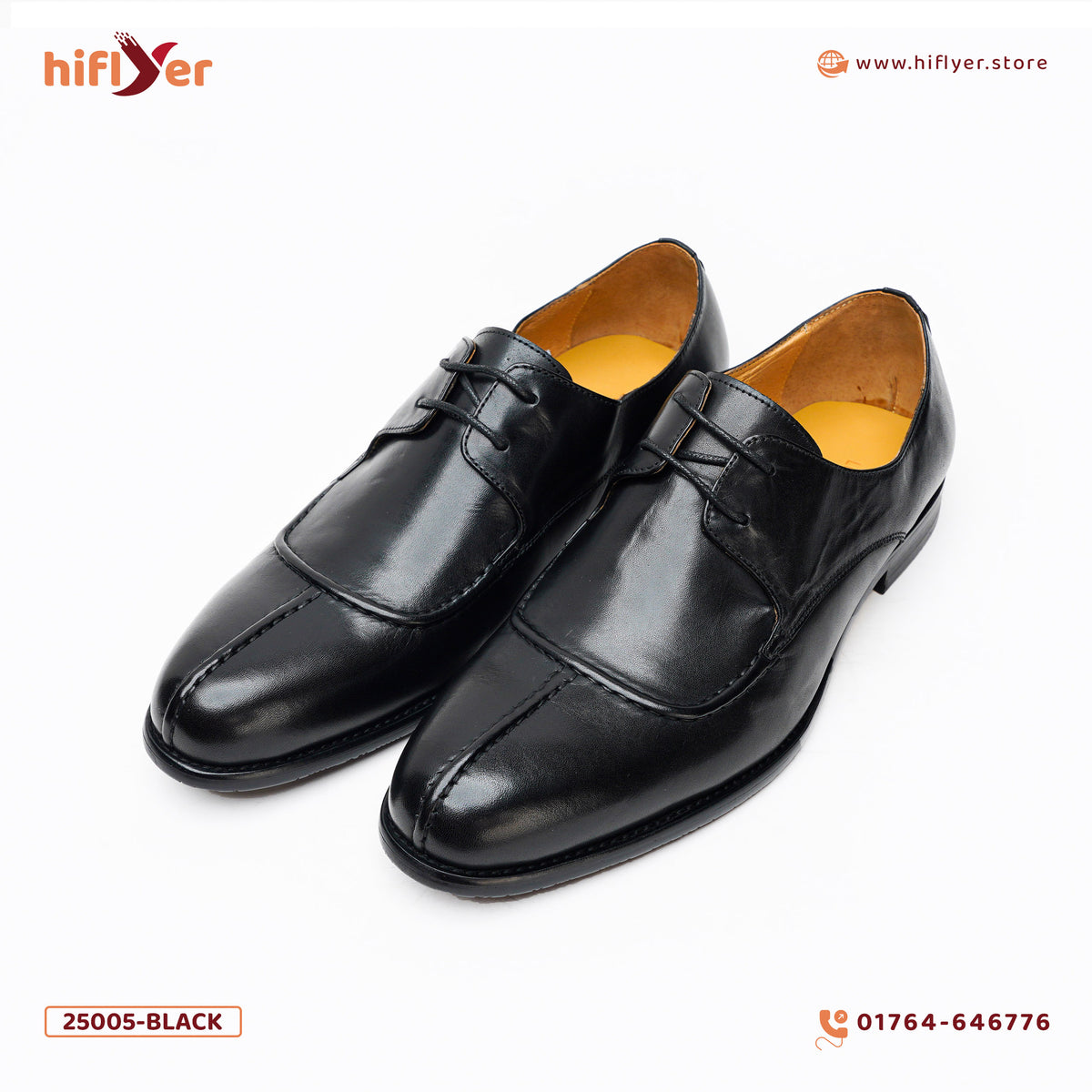 25005-Black Formal Genuine Cow Leather Oxford Formal Round Burnished Toe Leather Anti-Slip Block Heel Slip Resistant shoes for men