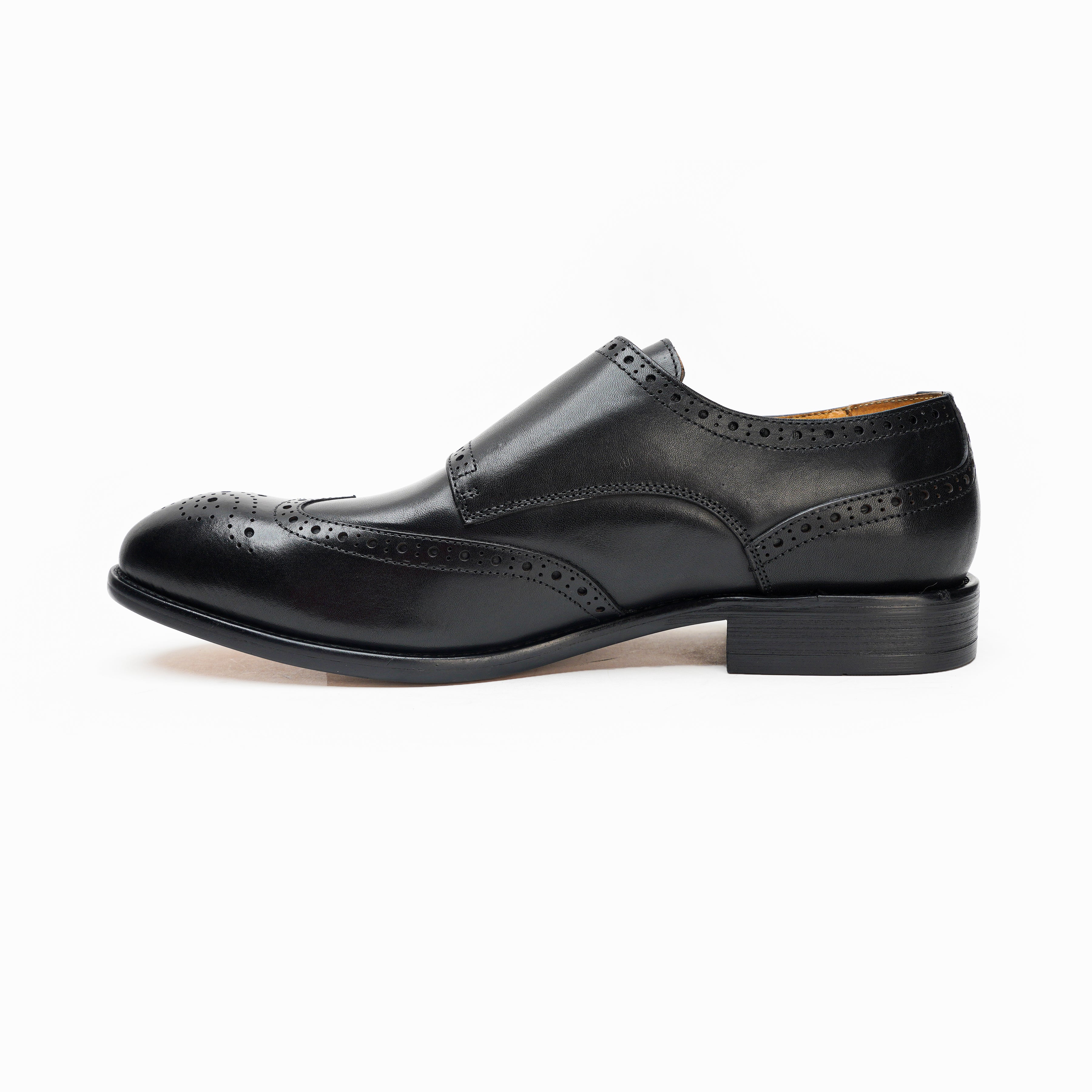 25023-Black Formal Genuine Cow leather Double Monk Alligators with TPR Welted Sole Monk Strap For Men