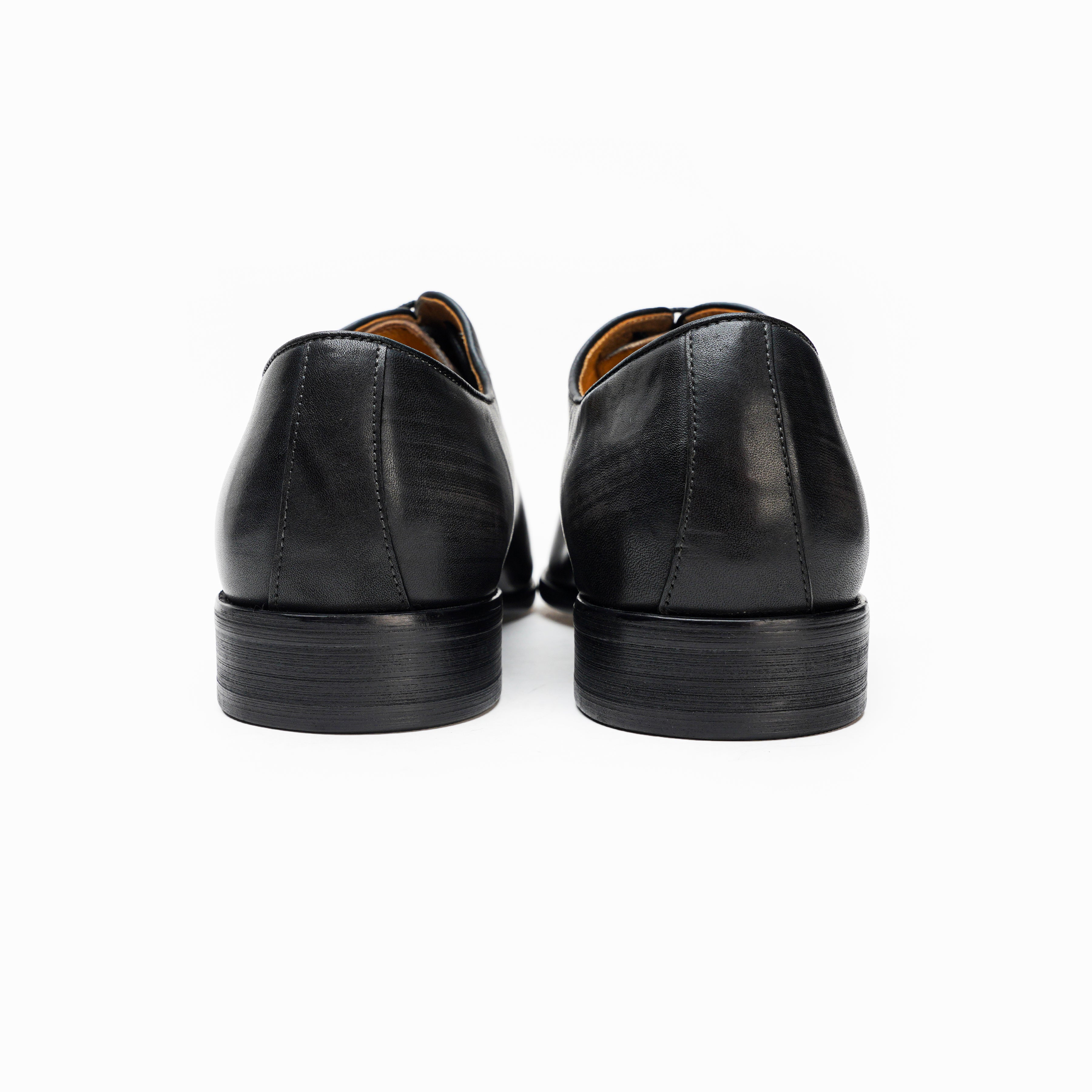 25026-Black Formal Genuine Cow leather Alligators with TPR Welted Sole Monk Strap For Men