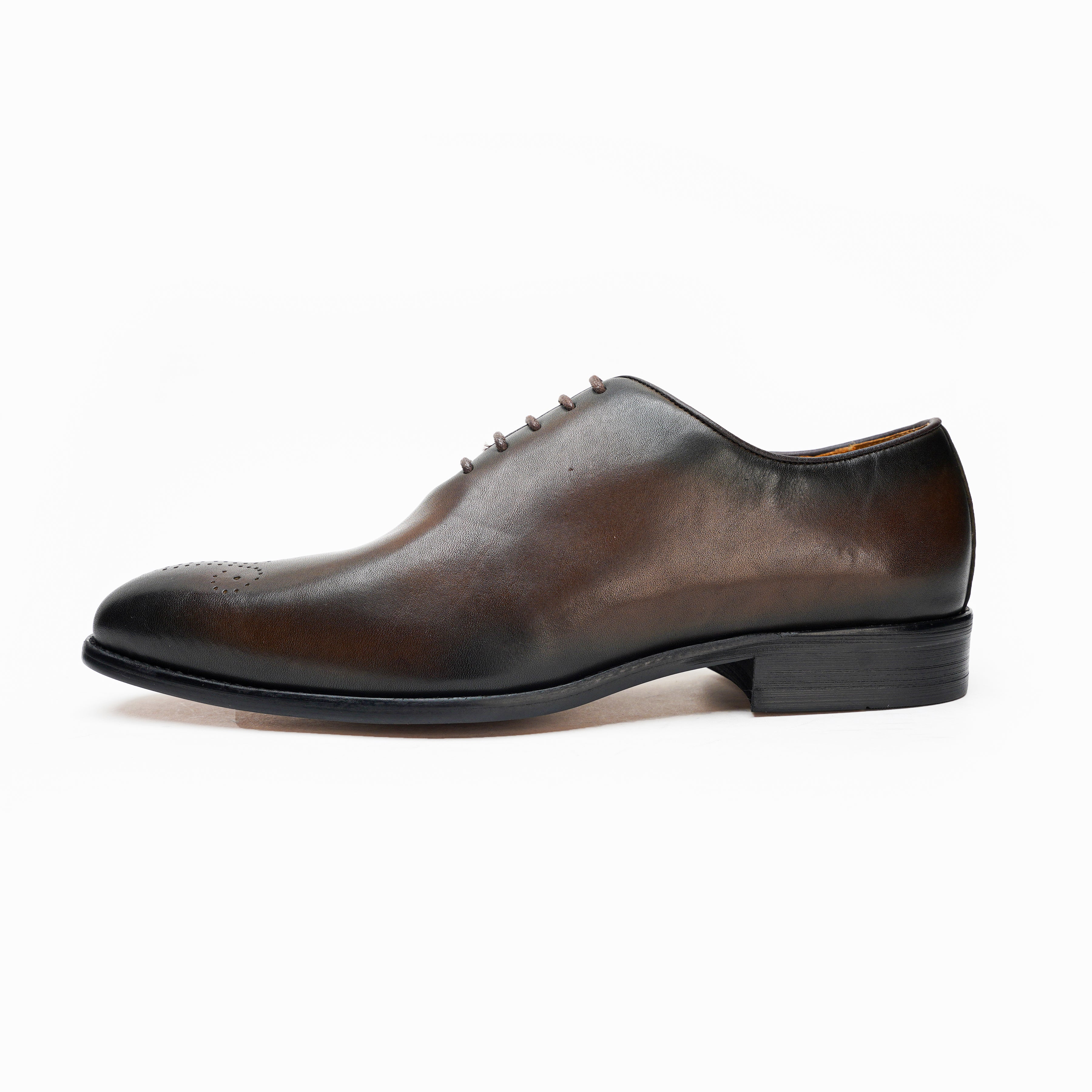 25027-Coffee Formal Genuine Cow leather Alligators with TPR Welted Sole Monk Strap For Men