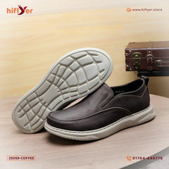 25059-Coffee Genuine Cowhide Leather Premium Casual Shoes For Men