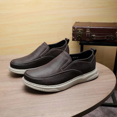 25059-Coffee Genuine Cowhide Leather Premium Casual Shoes For Men