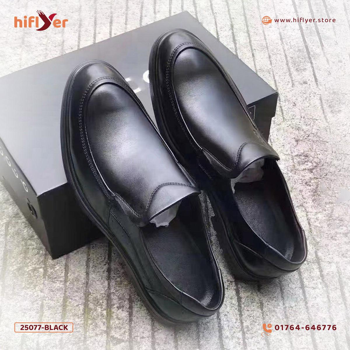 25077-BlackGenuine Leather Comfortable Casual Leather Shoes Men Footwear