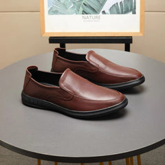 25078-Brown Genuine Leather Comfortable Casual Leather Shoes Men Footwear