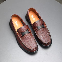 25079-Brown Genuine Leather Comfortable Casual Leather Shoes Men Footwear