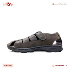 27041-Olive Genuine Cow Leather Premium New High-Quality Men's sandals