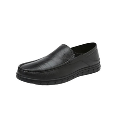 Broken code men's shoe of Genuine breathable leather - 22049 Black