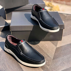 25058-Black Genuine Cowhide Leather Casual Shoes For Men