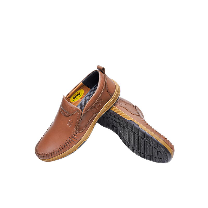 23019 Mustard Cross Border real leather men's trend leisure wear new youth office British wind shoes non-slip Casual Shoe wear