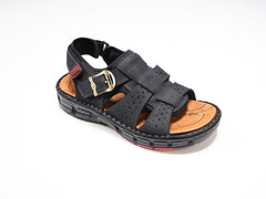 Genuine Cow Leather Premium Sandel For Men-22012 Black