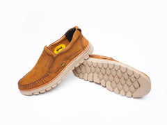 23024 Brown Cross Border real leather men's trend leisure wear new youth office British wind shoes non-slip Casual Shoe wear